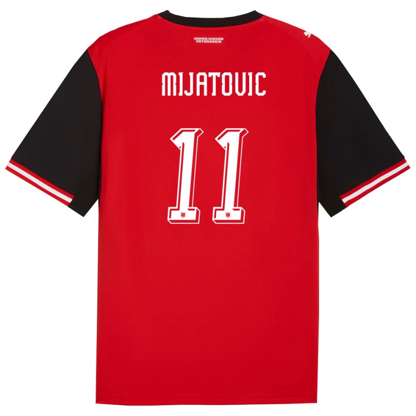 נשים אוסטריה Luca Mijatovic #11 שחור לבן ג'רזי ביתית 26-28 חולצה קצרה