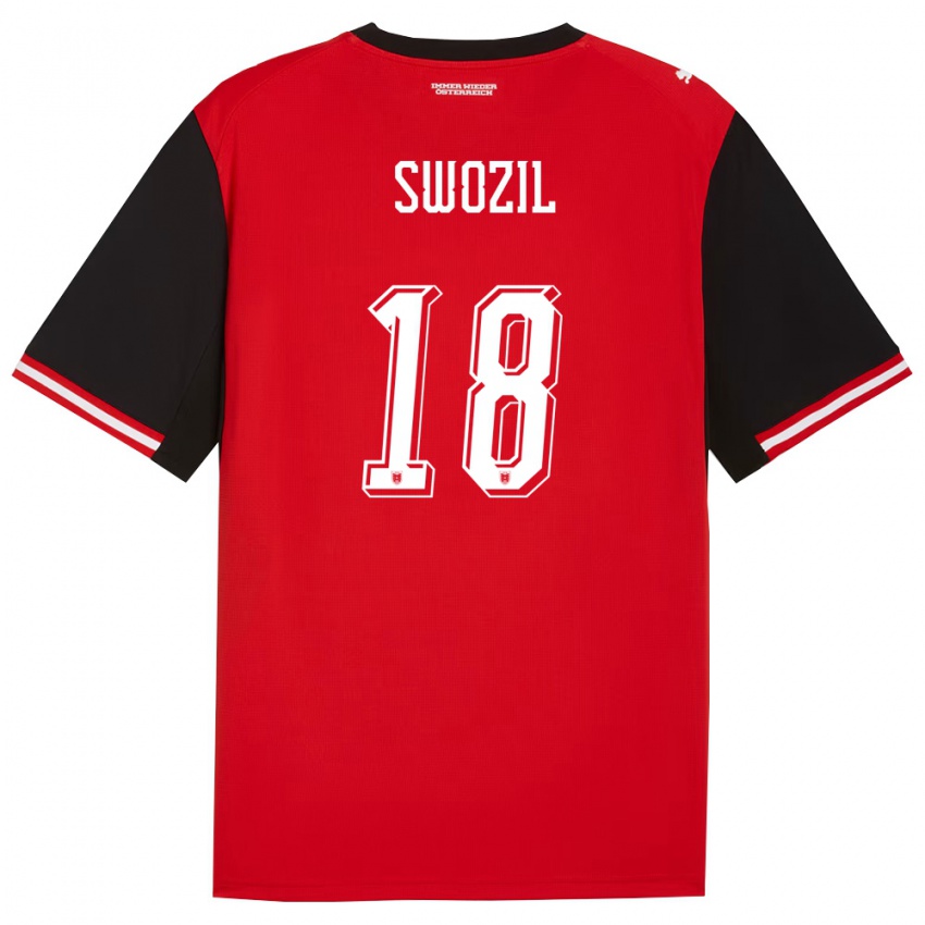 נשים אוסטריה Bernhard Swozil #18 שחור לבן ג'רזי ביתית 26-28 חולצה קצרה