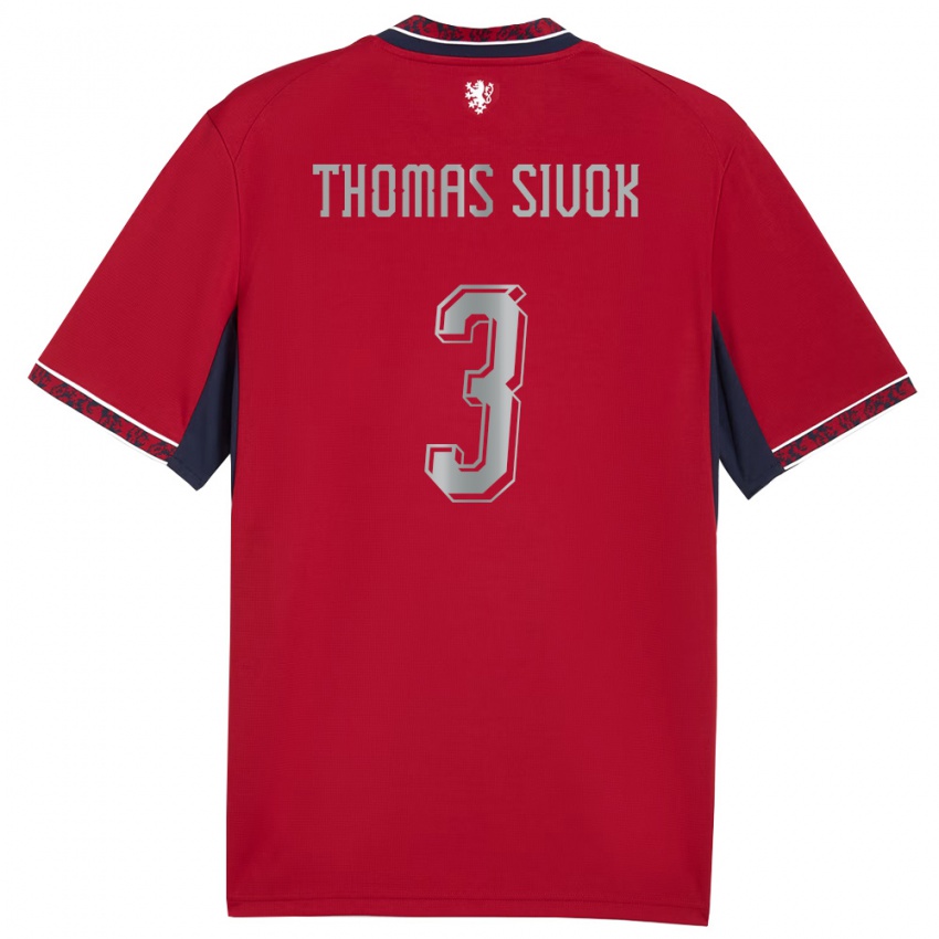 נשים צ'כיה Andre Thomas Sivok #3 אדום לבן כהה ג'רזי ביתית 26-28 חולצה קצרה