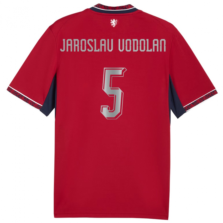 נשים צ'כיה Stepan Jaroslav Vodolan #5 אדום לבן כהה ג'רזי ביתית 26-28 חולצה קצרה