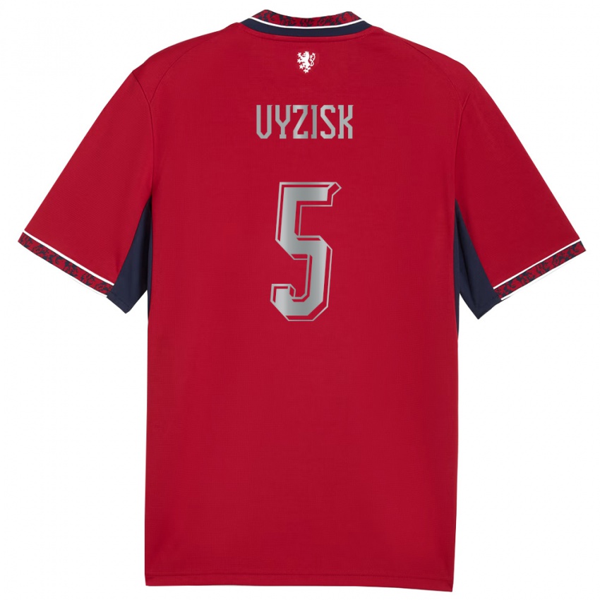 נשים צ'כיה Matyas Vyzisk #5 אדום לבן כהה ג'רזי ביתית 26-28 חולצה קצרה
