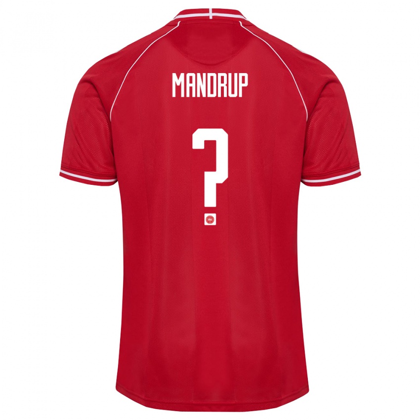 נשים דנמרק Oscar Mandrup #0 אדום לבן ג'רזי ביתית 26-28 חולצה קצרה