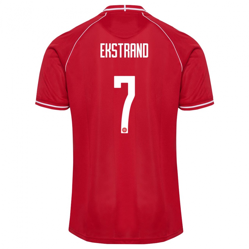 נשים דנמרק Tobias Ekstrand #7 אדום לבן ג'רזי ביתית 26-28 חולצה קצרה