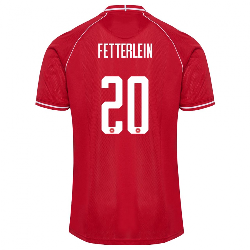 נשים דנמרק Sean Fetterlein #20 אדום לבן ג'רזי ביתית 26-28 חולצה קצרה