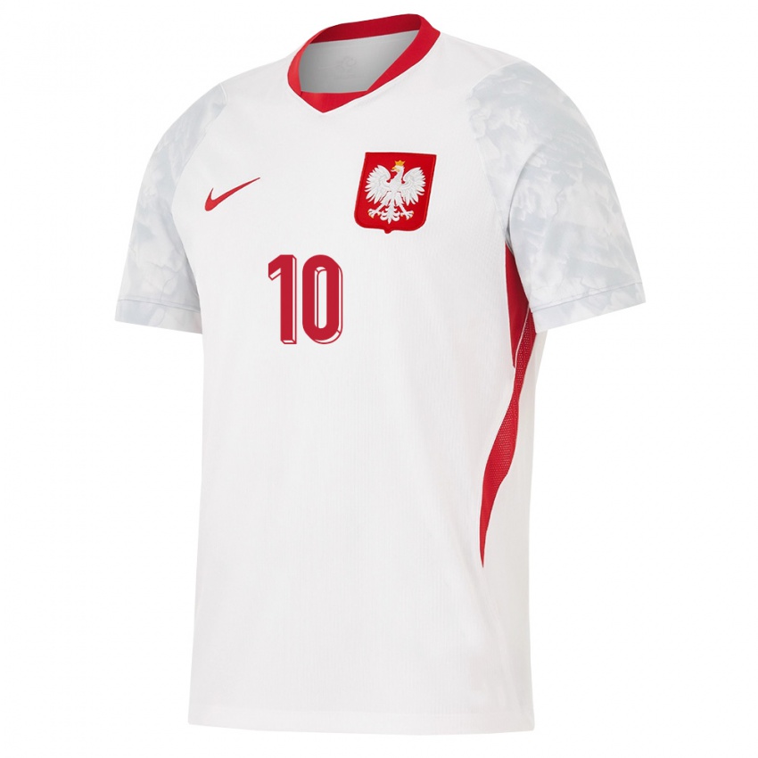 נשים פולין תומאש פינקו #10 לבן אדום אפור ג'רזי ביתית 26-28 חולצה קצרה