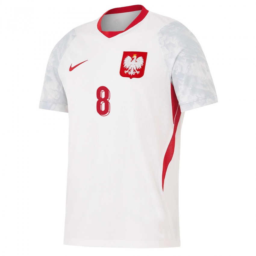 נשים פולין Adam Ciućka #8 לבן אדום אפור ג'רזי ביתית 26-28 חולצה קצרה