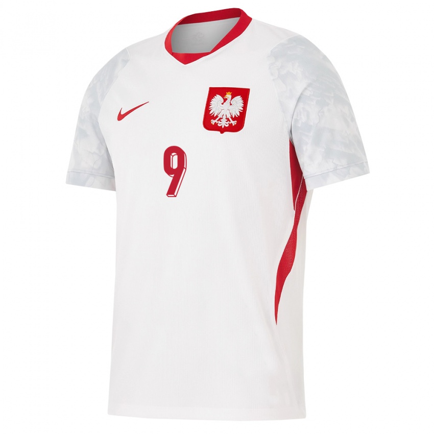 נשים פולין רוברט לבנדובסקי #9 לבן אדום אפור ג'רזי ביתית 26-28 חולצה קצרה