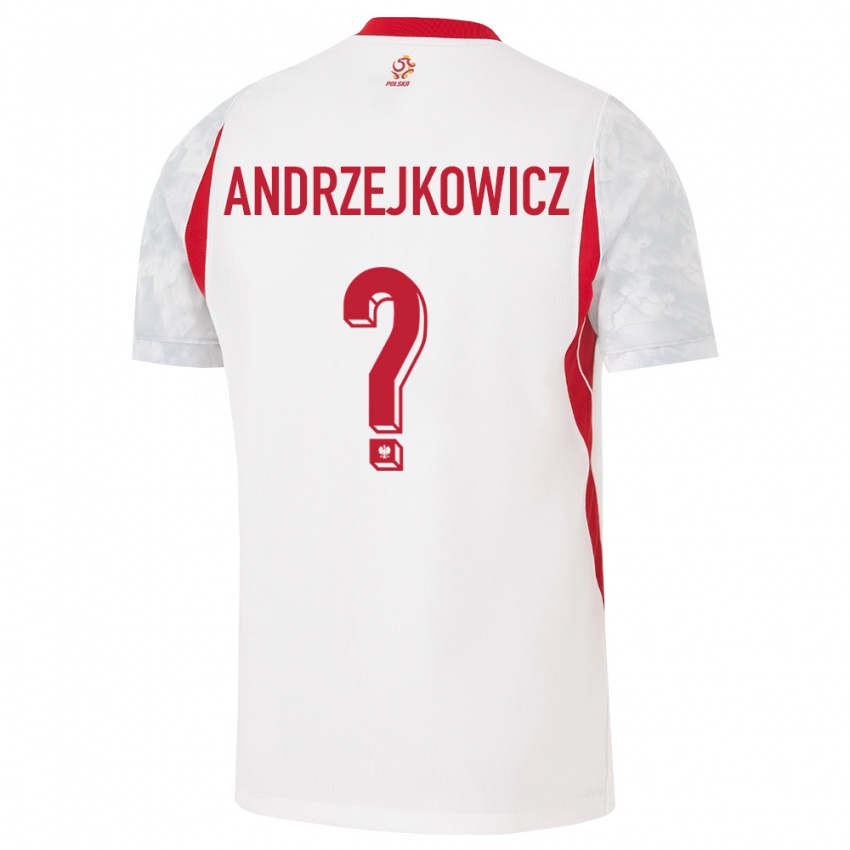 נשים פולין Mateusz Andrzejkowicz #0 לבן אדום אפור ג'רזי ביתית 26-28 חולצה קצרה