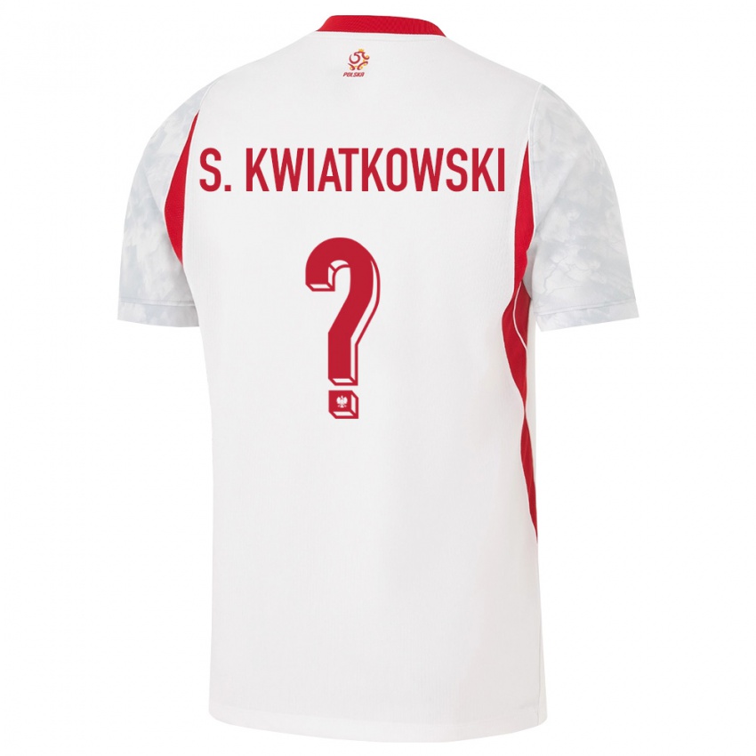 נשים פולין Stanislaw Kwiatkowski #0 לבן אדום אפור ג'רזי ביתית 26-28 חולצה קצרה