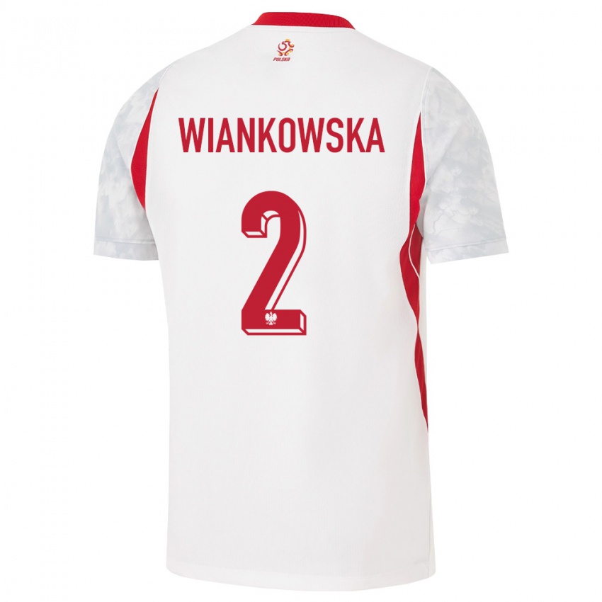 נשים פולין מרטינה ויאנקובסקה #2 לבן אדום אפור ג'רזי ביתית 26-28 חולצה קצרה