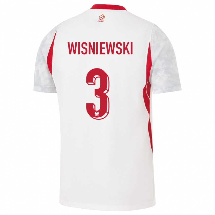 נשים פולין פז'מיסלב וישניאבסקי #3 לבן אדום אפור ג'רזי ביתית 26-28 חולצה קצרה