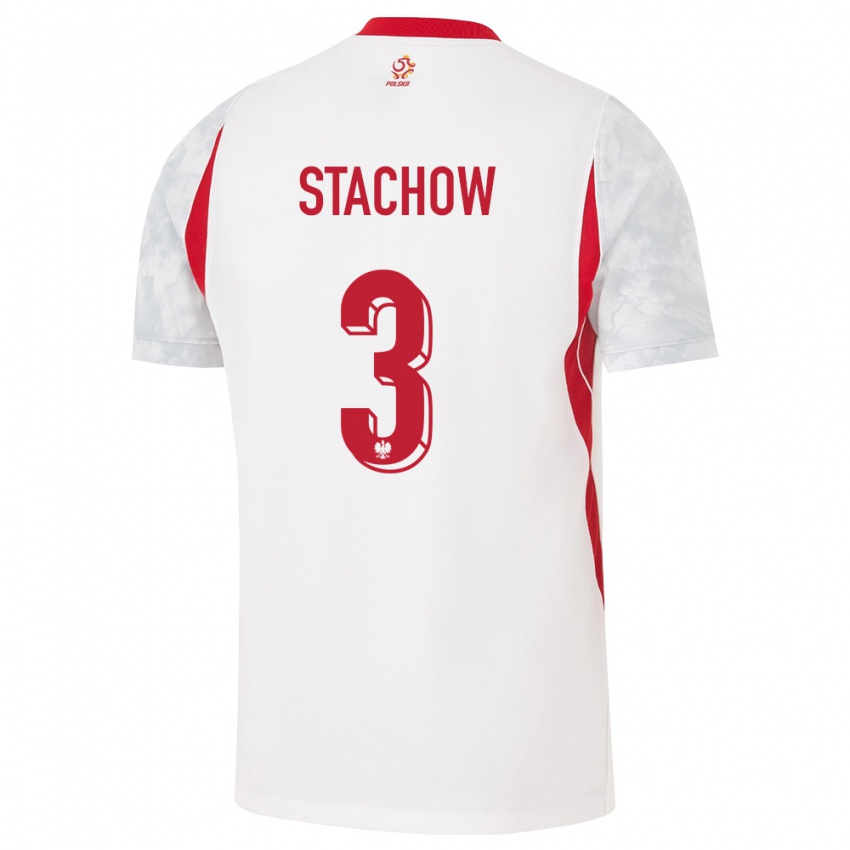 נשים פולין פטריק סטאצ׳וב #3 לבן אדום אפור ג'רזי ביתית 26-28 חולצה קצרה