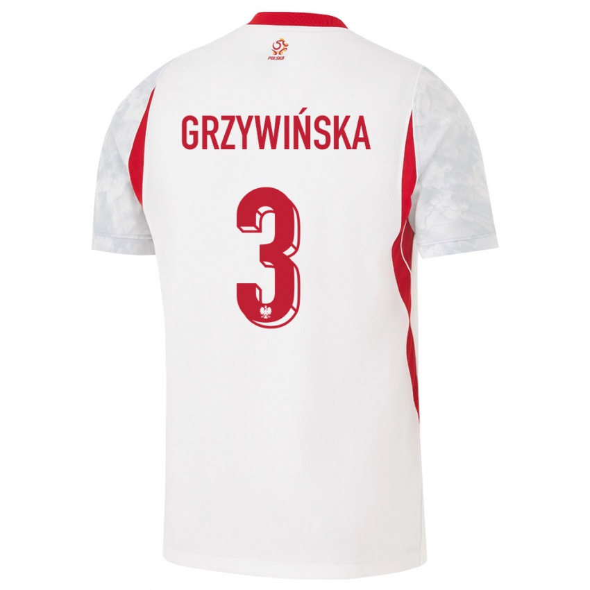 נשים פולין גבריאלה גרזיווינסקה #3 לבן אדום אפור ג'רזי ביתית 26-28 חולצה קצרה