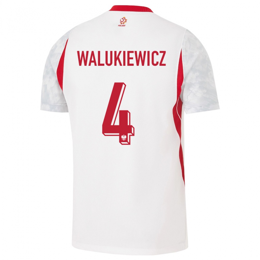 נשים פולין סבסטיאן ולוקביץ' #4 לבן אדום אפור ג'רזי ביתית 26-28 חולצה קצרה