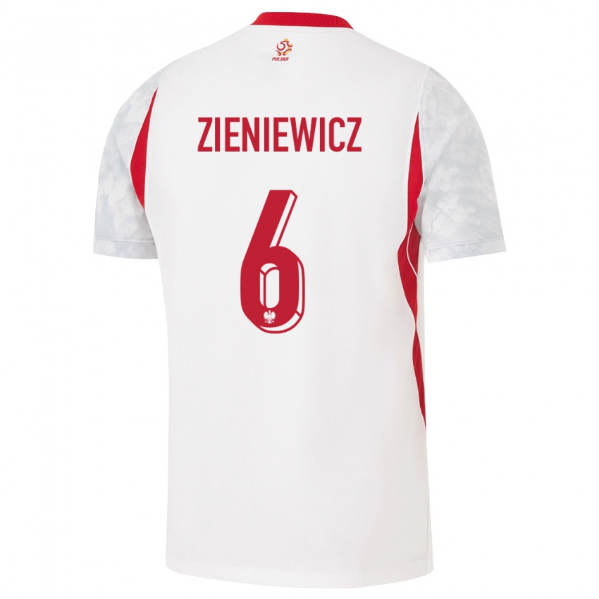 נשים פולין ויקטוריה זינייביץ' #6 לבן אדום אפור ג'רזי ביתית 26-28 חולצה קצרה