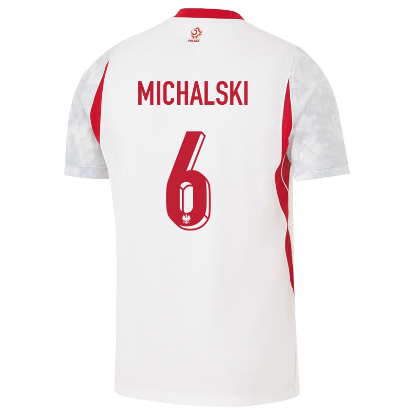 נשים פולין סימון מיכאלסקי #6 לבן אדום אפור ג'רזי ביתית 26-28 חולצה קצרה