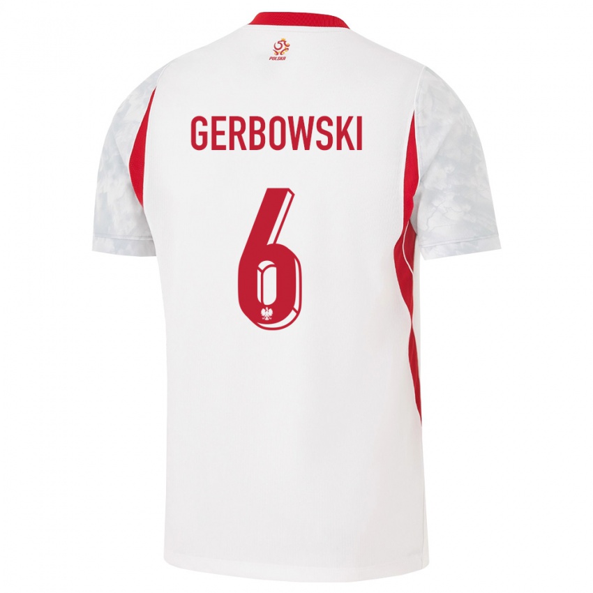 נשים פולין Fryderyk Gerbowski #6 לבן אדום אפור ג'רזי ביתית 26-28 חולצה קצרה