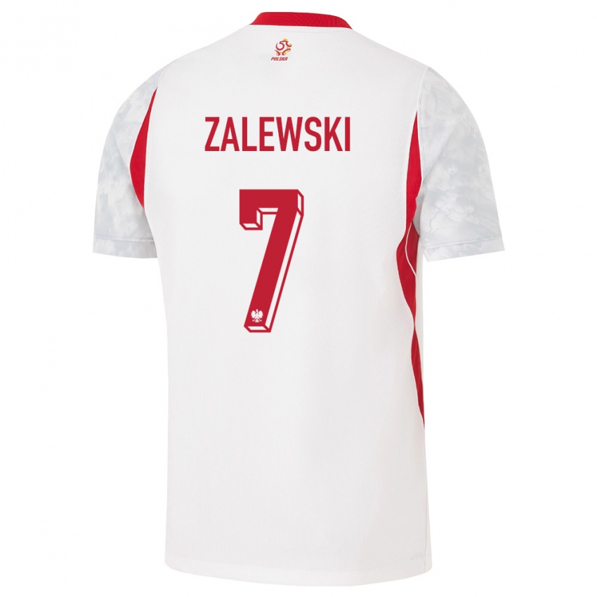 נשים פולין Zachary Zalewski #7 לבן אדום אפור ג'רזי ביתית 26-28 חולצה קצרה