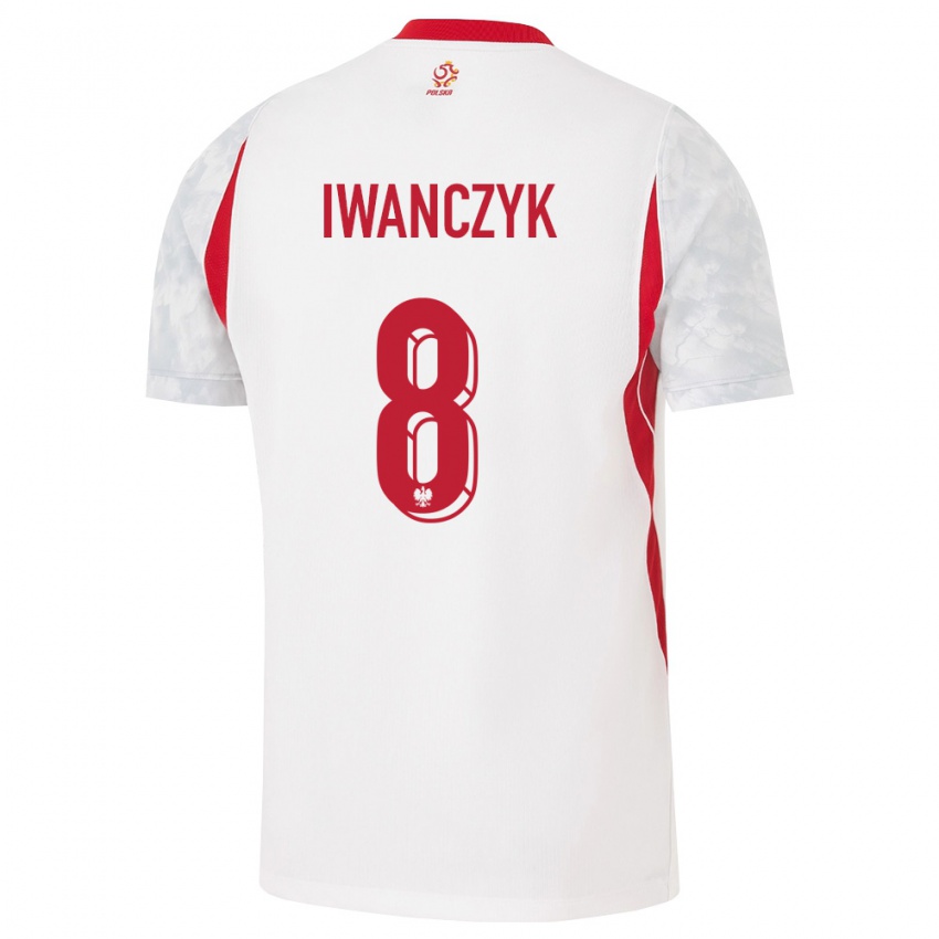 נשים פולין אלכסנדר איוונצ׳יק #8 לבן אדום אפור ג'רזי ביתית 26-28 חולצה קצרה