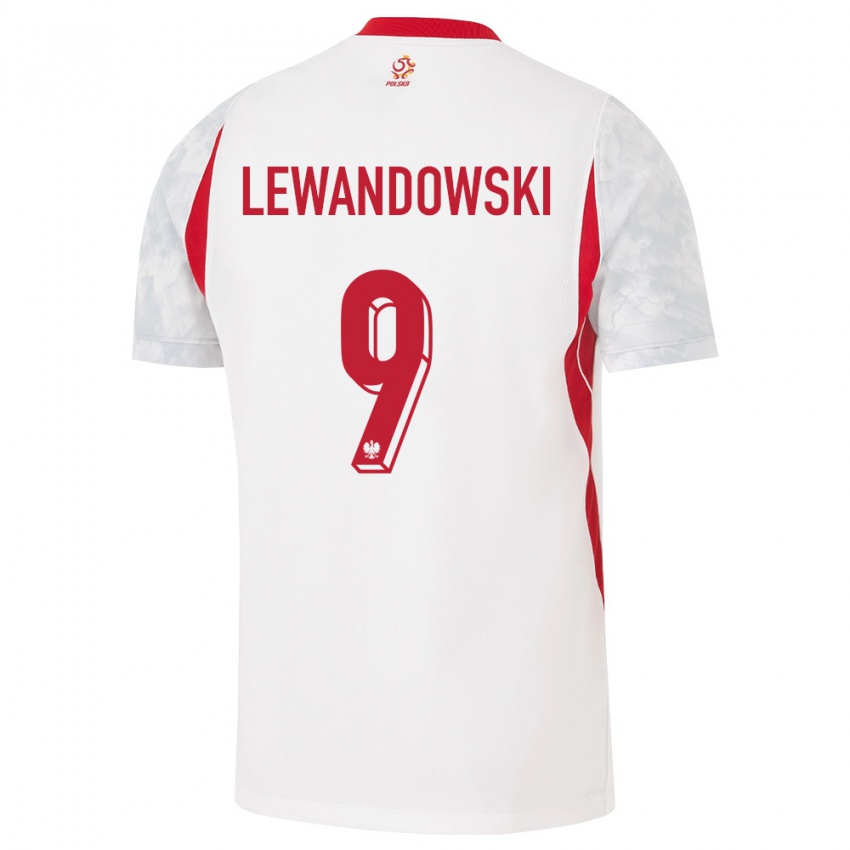 נשים פולין רוברט לבנדובסקי #9 לבן אדום אפור ג'רזי ביתית 26-28 חולצה קצרה