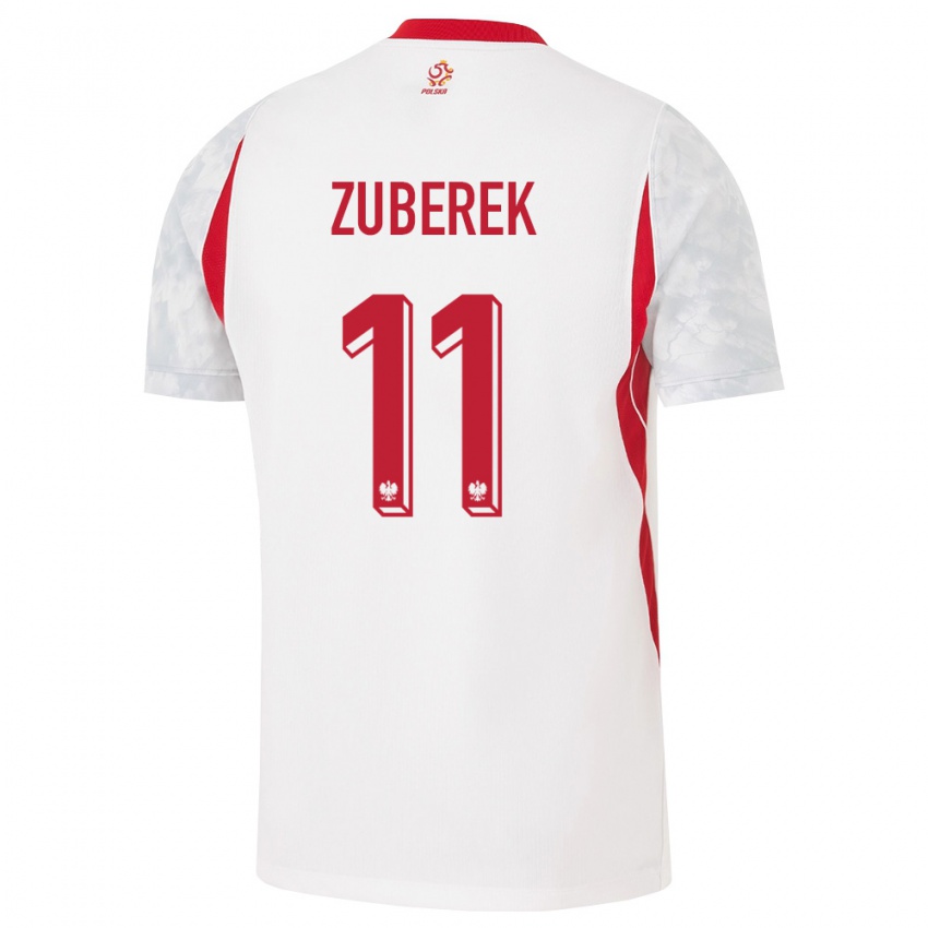 נשים פולין יאן זוברק #11 לבן אדום אפור ג'רזי ביתית 26-28 חולצה קצרה