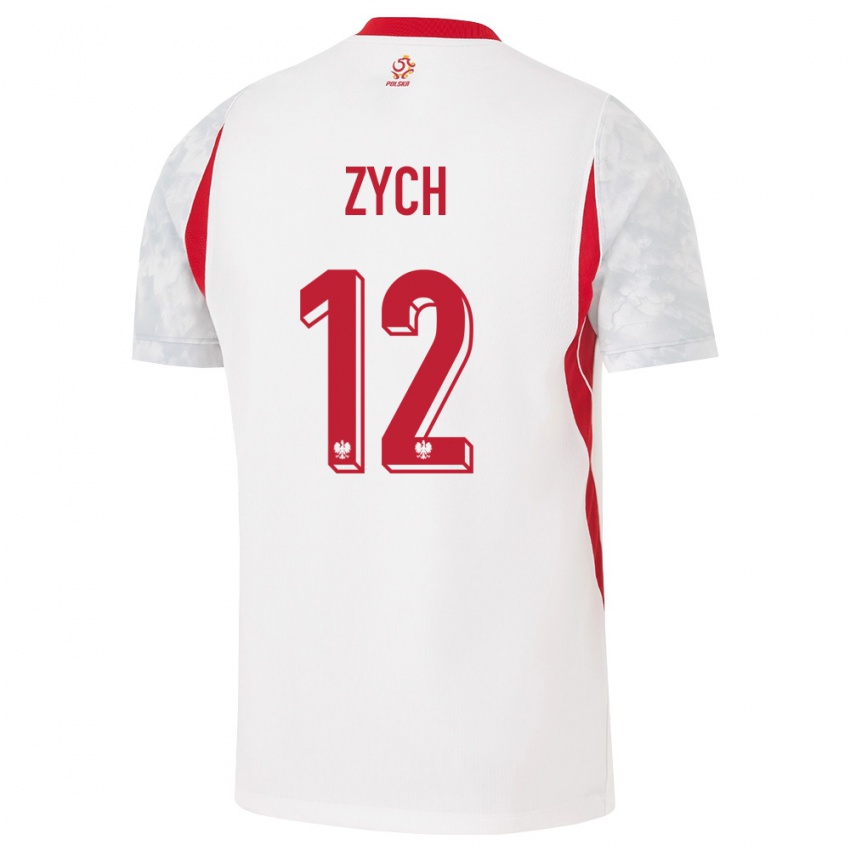 נשים פולין אוליויאר זיך #12 לבן אדום אפור ג'רזי ביתית 26-28 חולצה קצרה