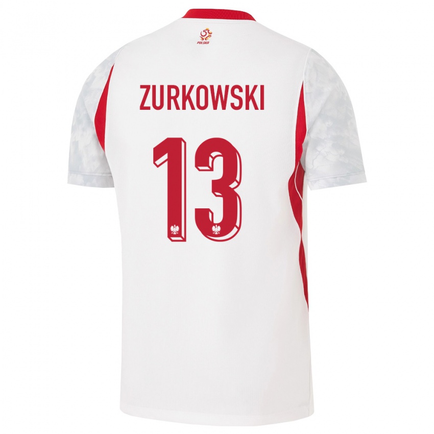 נשים פולין שימון ז'ורקובסקי #13 לבן אדום אפור ג'רזי ביתית 26-28 חולצה קצרה