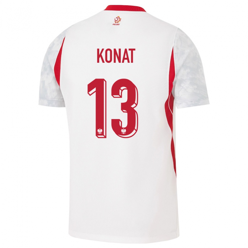 נשים פולין קטרזינה קונאט #13 לבן אדום אפור ג'רזי ביתית 26-28 חולצה קצרה