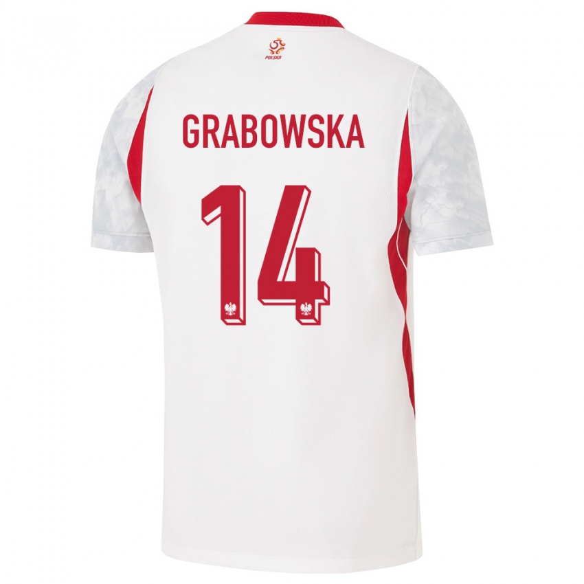 נשים פולין דומיניקה גרבובסקה #14 לבן אדום אפור ג'רזי ביתית 26-28 חולצה קצרה