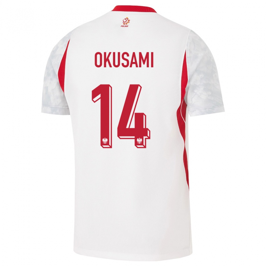 נשים פולין ג׳אקוב אוקוסאמי #14 לבן אדום אפור ג'רזי ביתית 26-28 חולצה קצרה