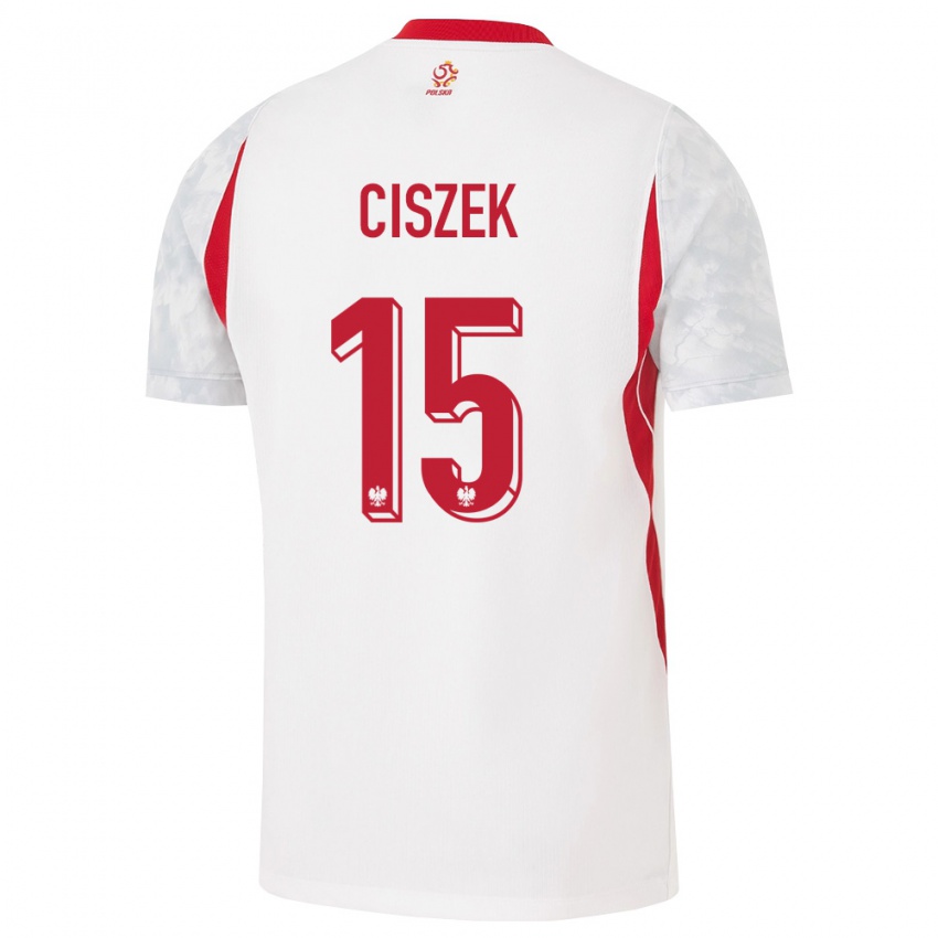 נשים פולין קונראד צישק #15 לבן אדום אפור ג'רזי ביתית 26-28 חולצה קצרה