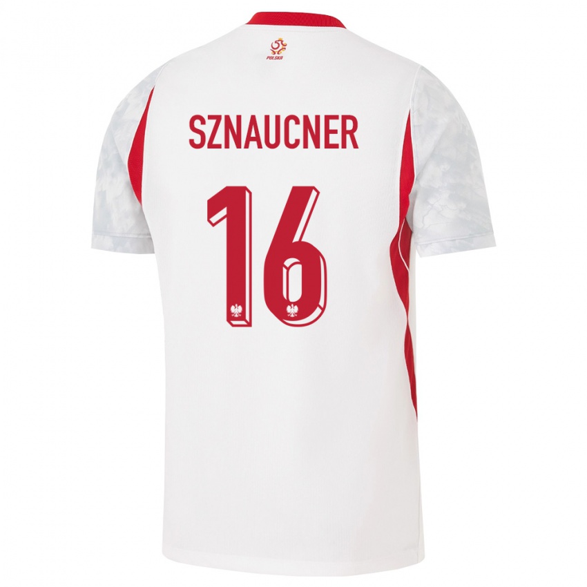 נשים פולין מקסימיליאן שנאוצנר #16 לבן אדום אפור ג'רזי ביתית 26-28 חולצה קצרה