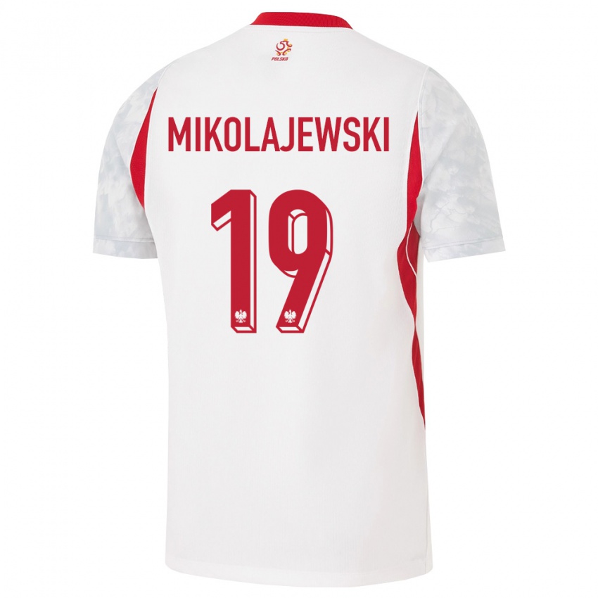 נשים פולין דניאל מיקולייבסקי #19 לבן אדום אפור ג'רזי ביתית 26-28 חולצה קצרה