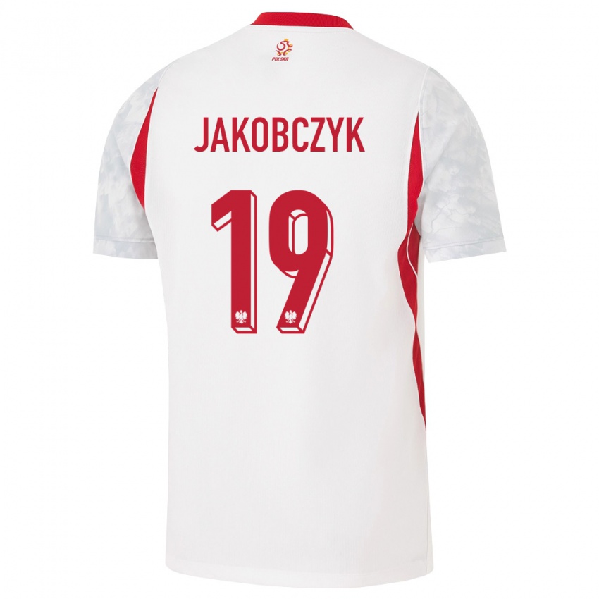 נשים פולין Kamil Jakobczyk #19 לבן אדום אפור ג'רזי ביתית 26-28 חולצה קצרה