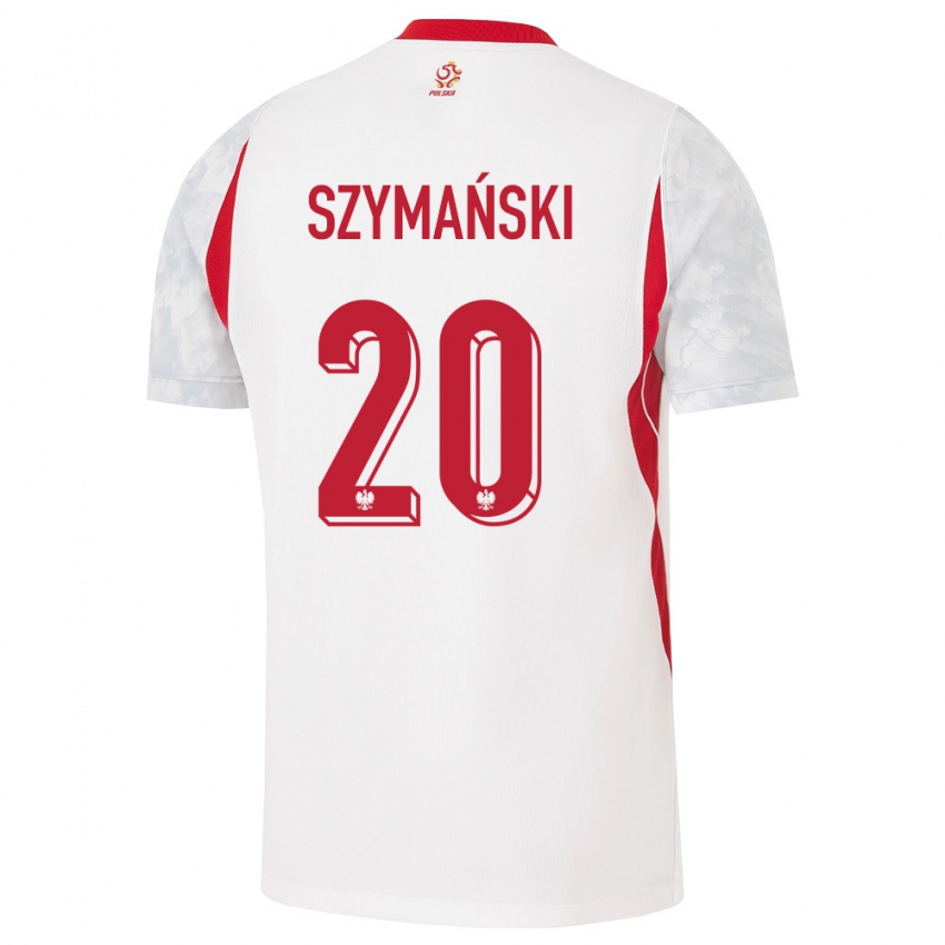 נשים פולין סבסטיאן שימאנסקי #20 לבן אדום אפור ג'רזי ביתית 26-28 חולצה קצרה