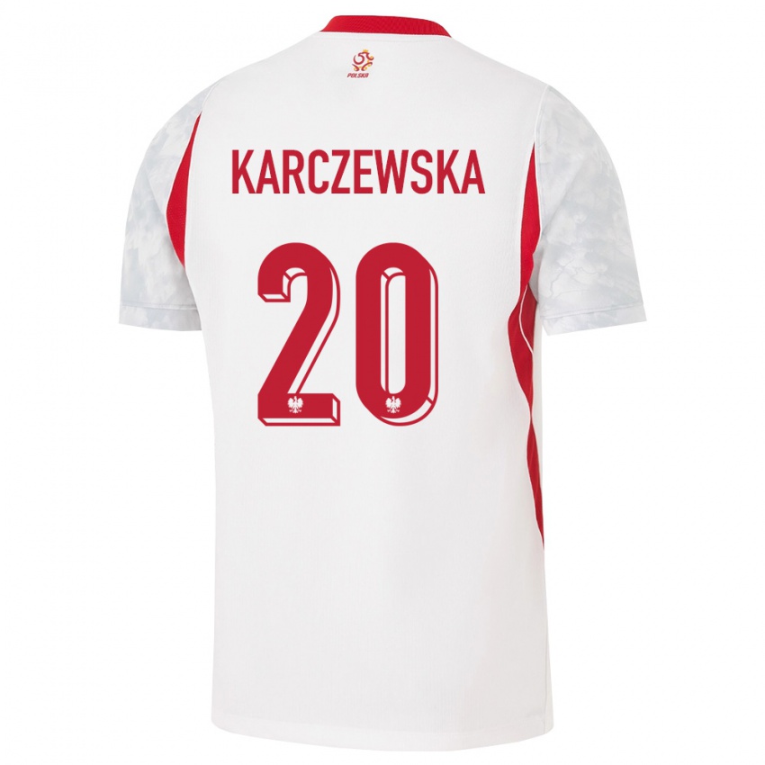 נשים פולין ניקולה קרצ'בסקה #20 לבן אדום אפור ג'רזי ביתית 26-28 חולצה קצרה