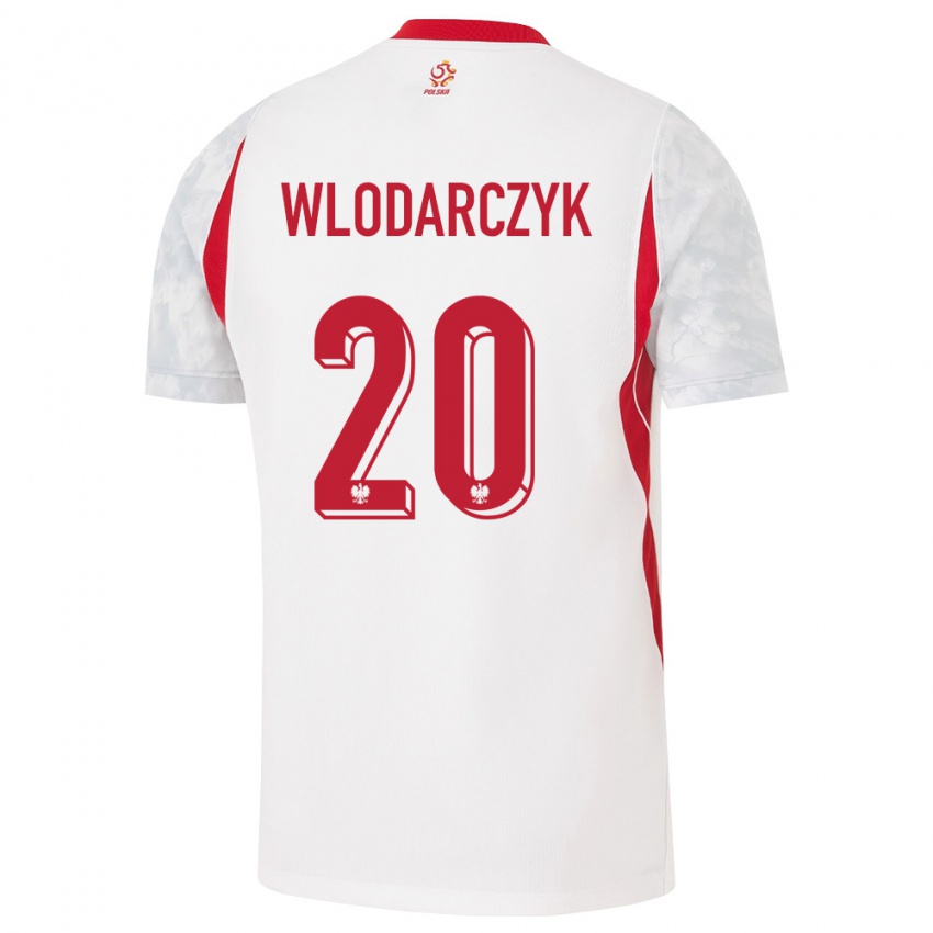 נשים פולין שימון ולודרצ'יק #20 לבן אדום אפור ג'רזי ביתית 26-28 חולצה קצרה