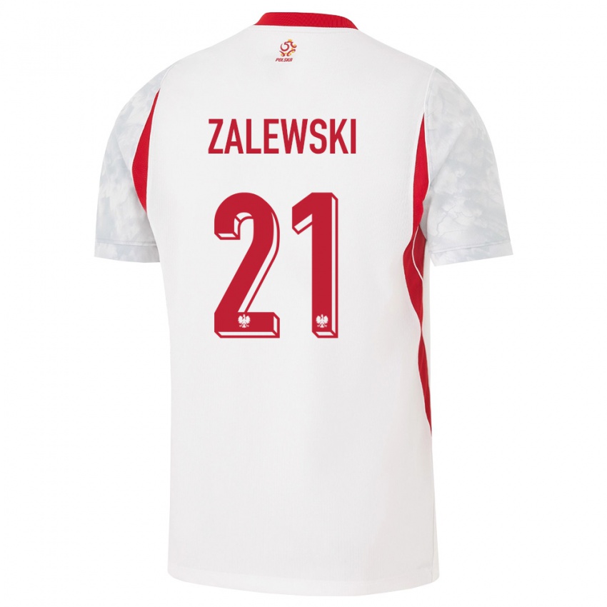 נשים פולין ניקולה זלבסקי #21 לבן אדום אפור ג'רזי ביתית 26-28 חולצה קצרה