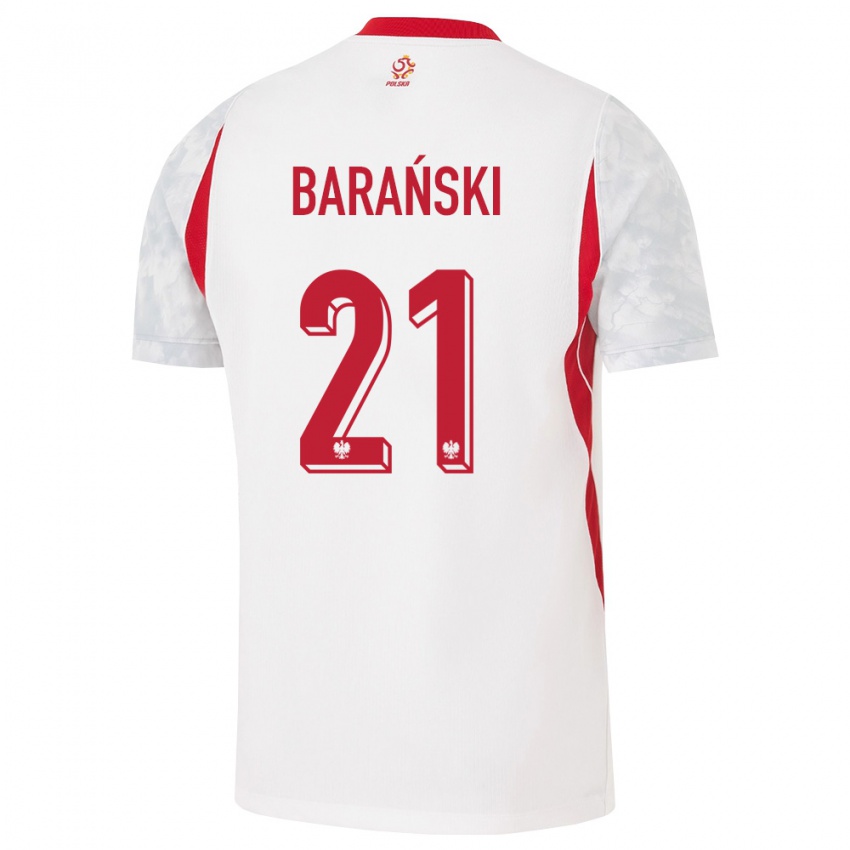 נשים פולין בארטולומי ברנסקי #21 לבן אדום אפור ג'רזי ביתית 26-28 חולצה קצרה