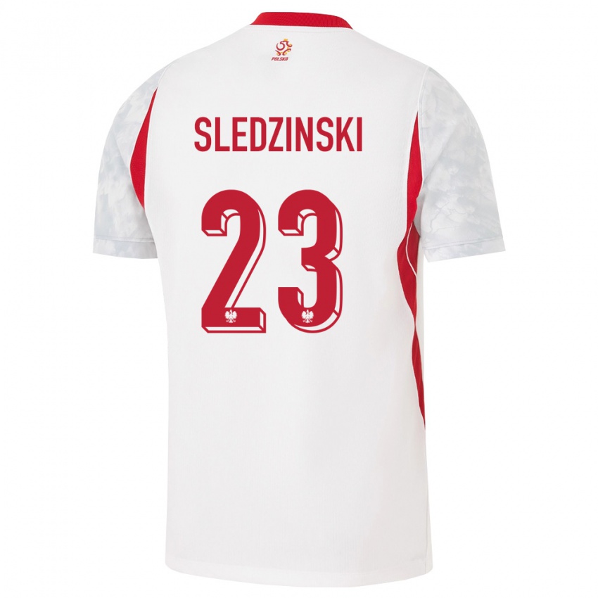 נשים פולין Eryk Sledzinski #23 לבן אדום אפור ג'רזי ביתית 26-28 חולצה קצרה