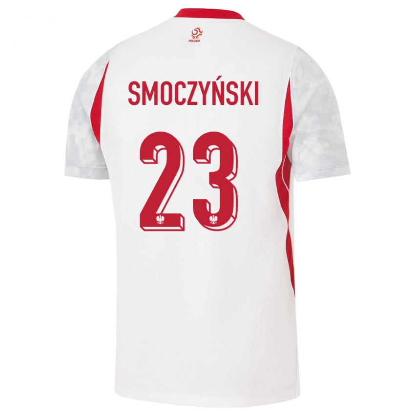 נשים פולין Michał Smoczyński #23 לבן אדום אפור ג'רזי ביתית 26-28 חולצה קצרה
