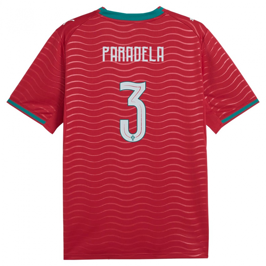 נשים פורטוגל Gabriel Paradela #3 אדום ירוק לבן ג'רזי ביתית 26-28 חולצה קצרה