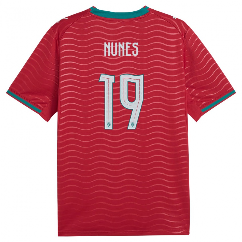 נשים פורטוגל Bernardo Nunes #19 אדום ירוק לבן ג'רזי ביתית 26-28 חולצה קצרה