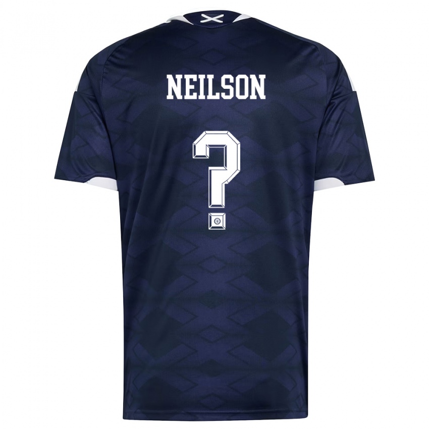 נשים סקוטלנד לואיס נילסון #0 כהה לבן ג'רזי ביתית 26-28 חולצה קצרה