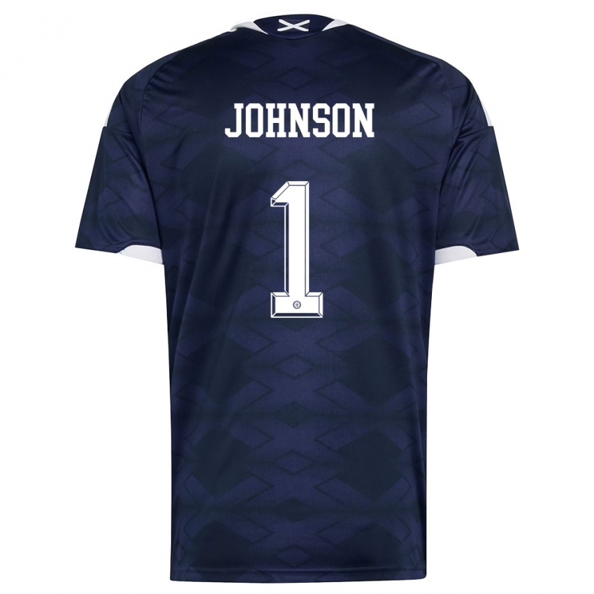 נשים סקוטלנד מוראי ג'ונסון #1 כהה לבן ג'רזי ביתית 26-28 חולצה קצרה