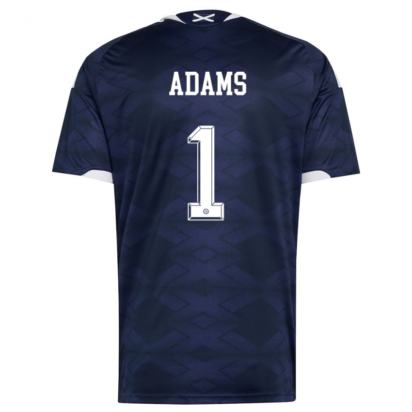 נשים סקוטלנד רואיירי אדמס #1 כהה לבן ג'רזי ביתית 26-28 חולצה קצרה