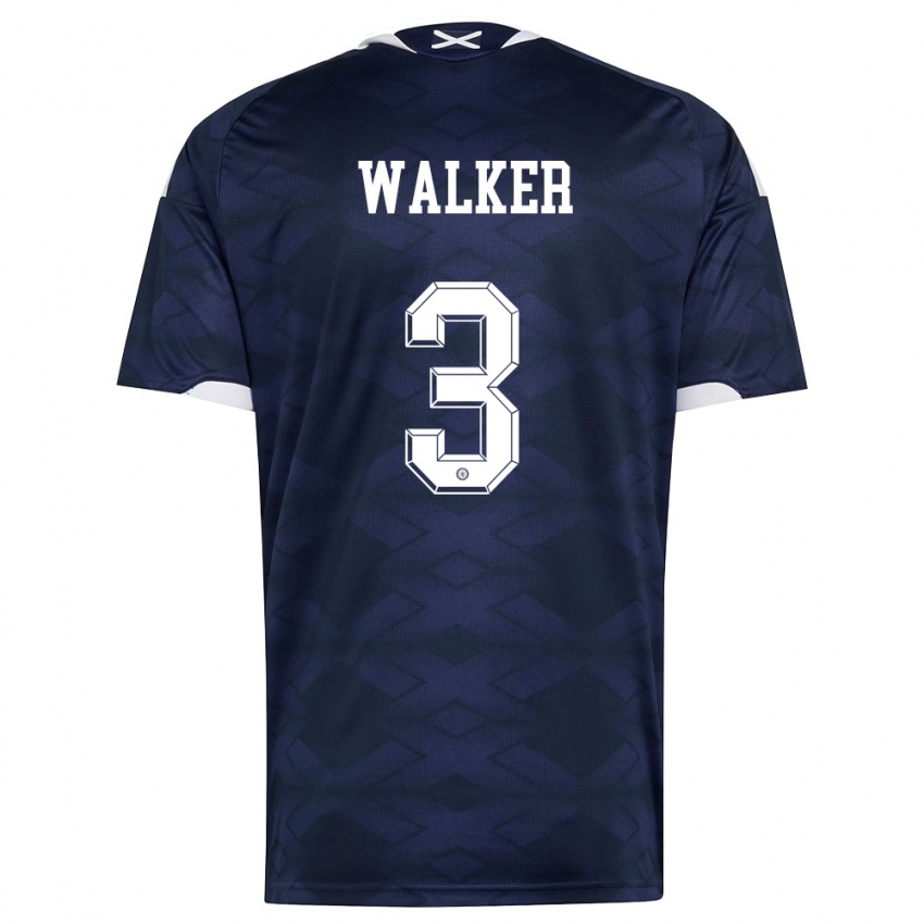 נשים סקוטלנד ליאם ווקר #3 כהה לבן ג'רזי ביתית 26-28 חולצה קצרה