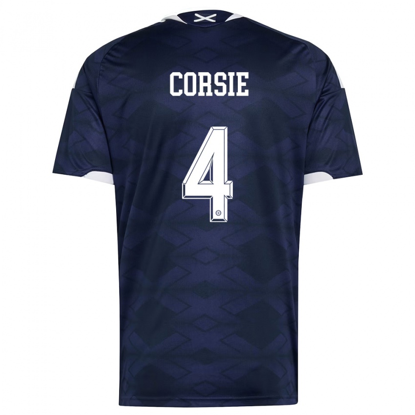 נשים סקוטלנד רייצ'ל קורסי #4 כהה לבן ג'רזי ביתית 26-28 חולצה קצרה