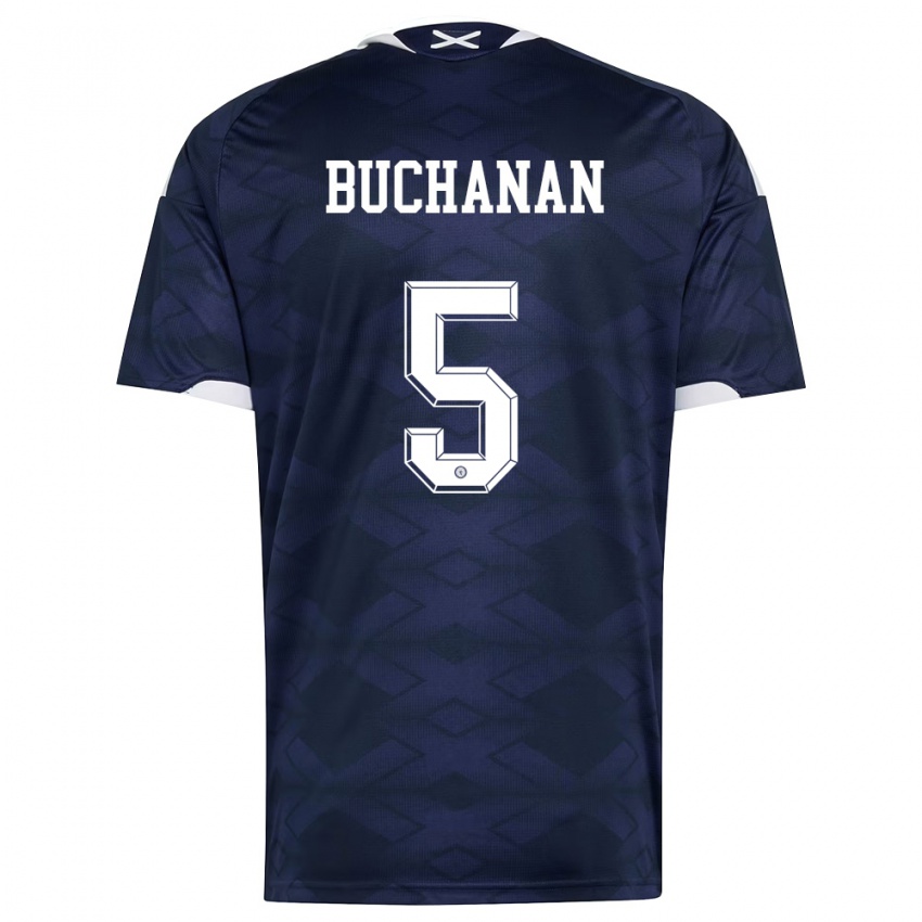 נשים סקוטלנד Marcus Buchanan #5 כהה לבן ג'רזי ביתית 26-28 חולצה קצרה