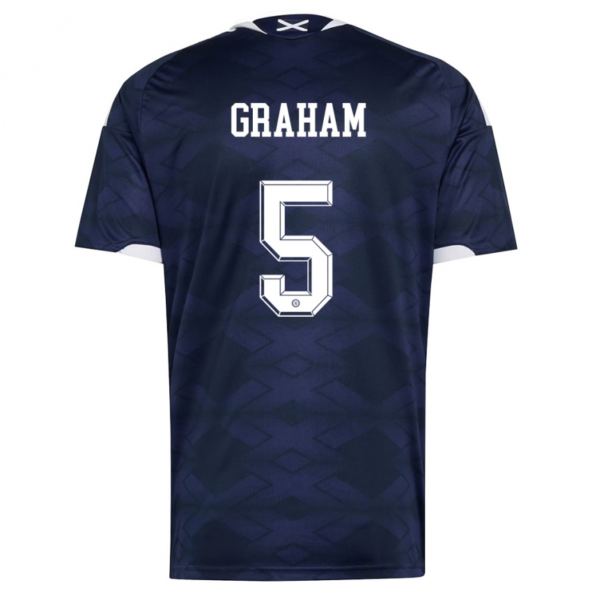 נשים סקוטלנד Luke Graham #5 כהה לבן ג'רזי ביתית 26-28 חולצה קצרה